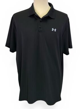 Under Armour Men's Black Tech Polo Short Sleeve Loose Golf Shirt Size 2XL